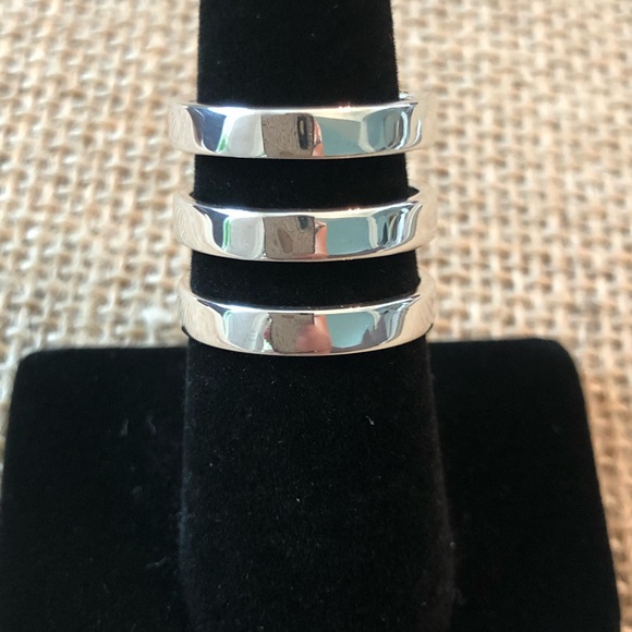 Silpada Triple Bar Band Sterling Wide Ring Sz 7 - Picture 8 of 8